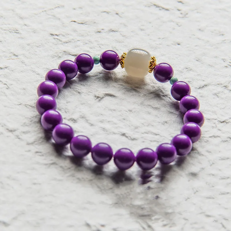 

Natural Crystal Purple Mica Bracelet Female Taro Purple Loop Bracelet Crystal Fashion Jewelry for Girlfriend and Girlfriend