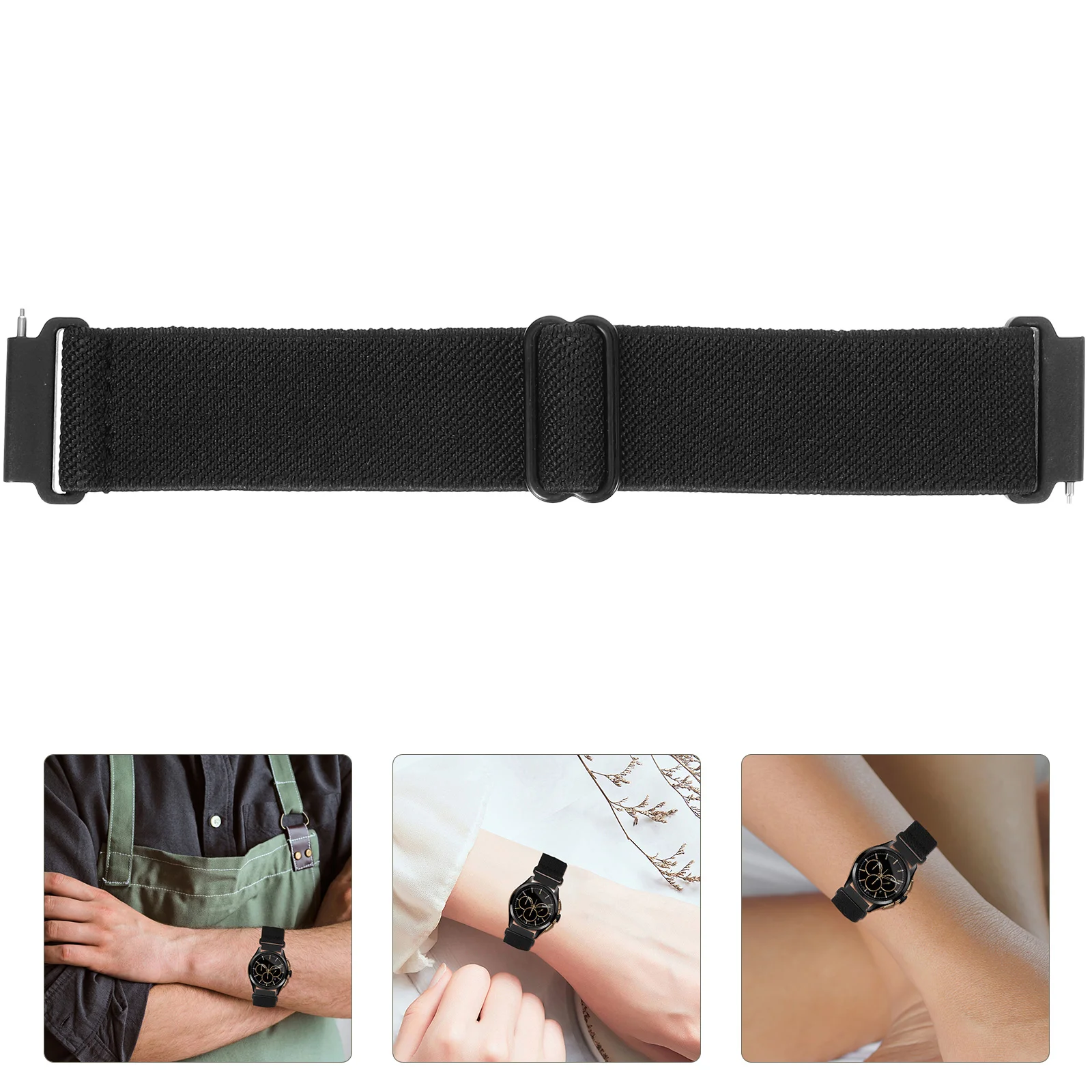 Watch Band Nylon Watchband Fashion Strap Adjustable Wrist Black Adults Mens Bands Women's Miss
