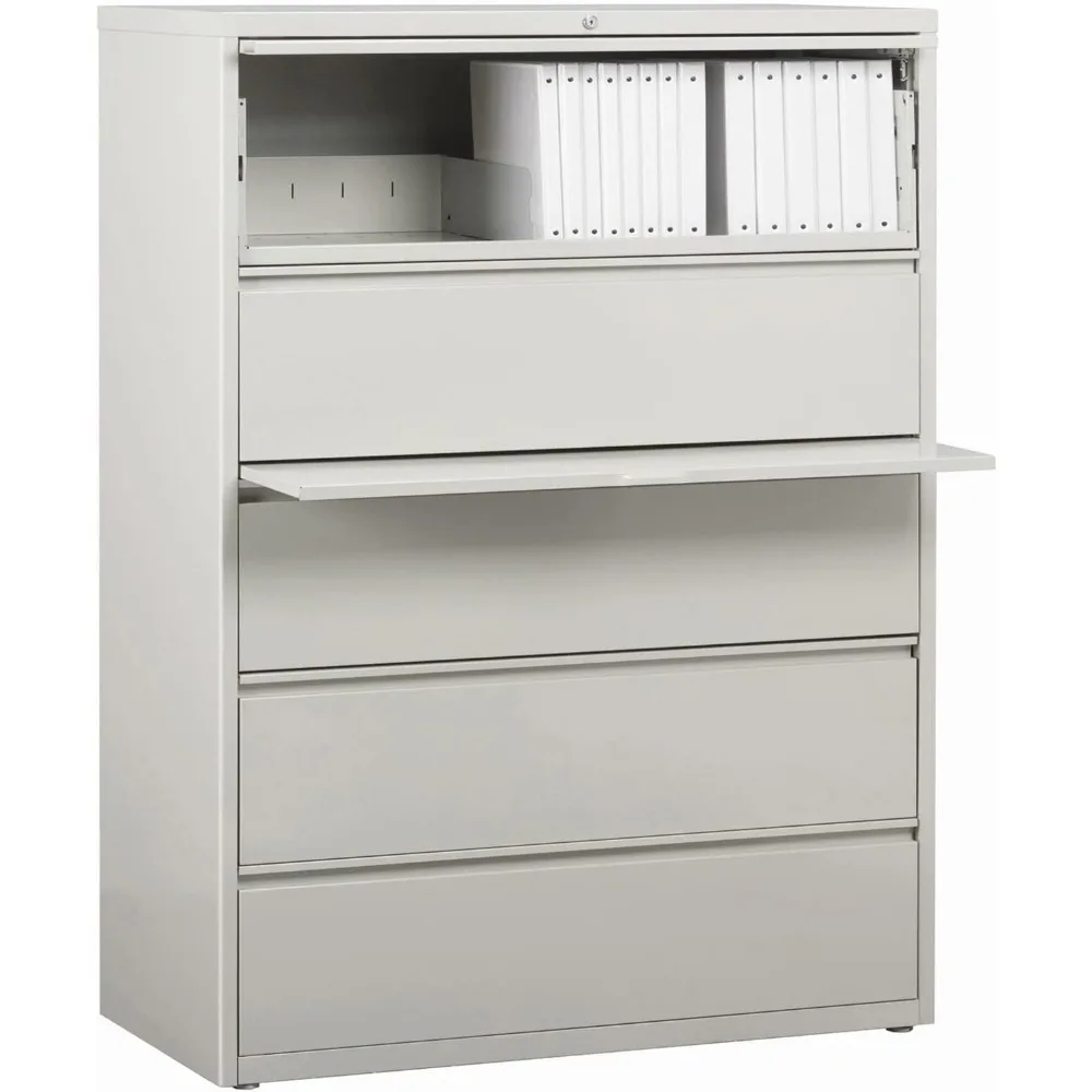 

Filing Cabinet 5-Drawer Lateral File, a core removable lock, dual locking bars, reinforced base, 18.6"D x 42"W x 67.7"H, Gray