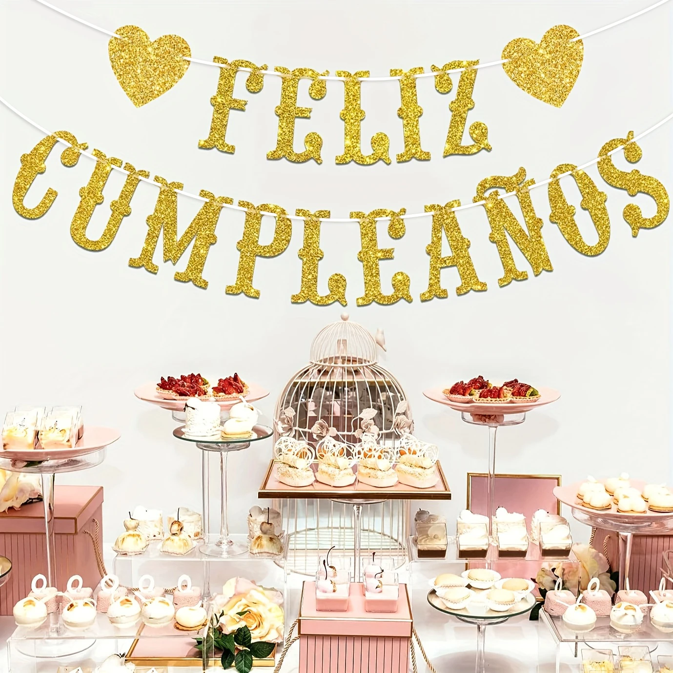 Feliz CUMPLEANOS dorado/negro/azul/rojo rosa decoración de fiesta de pancarta de cumpleaños española, suministros de decoración de fiesta de cumpleaños divertidos accesorios para fotos