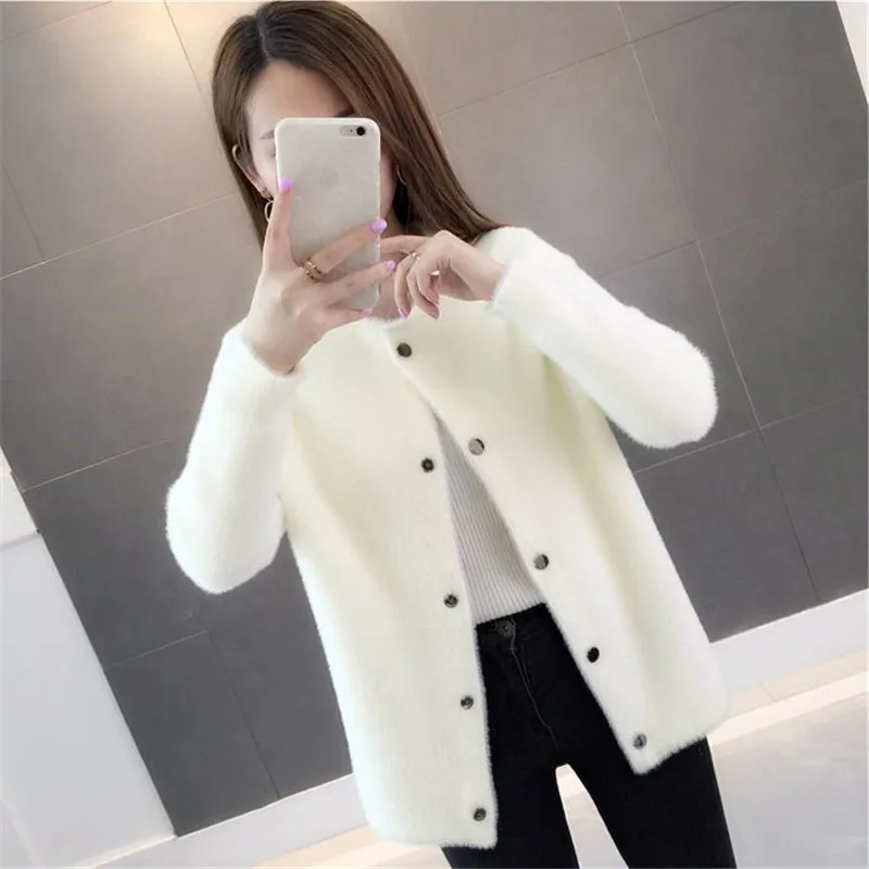 Nerz Fell Herbst und Winter Pullover Mantel 2022 neue Frauen lose Samt Langarm Cardigan Frau verkauft Farbe Jacke Top Frau