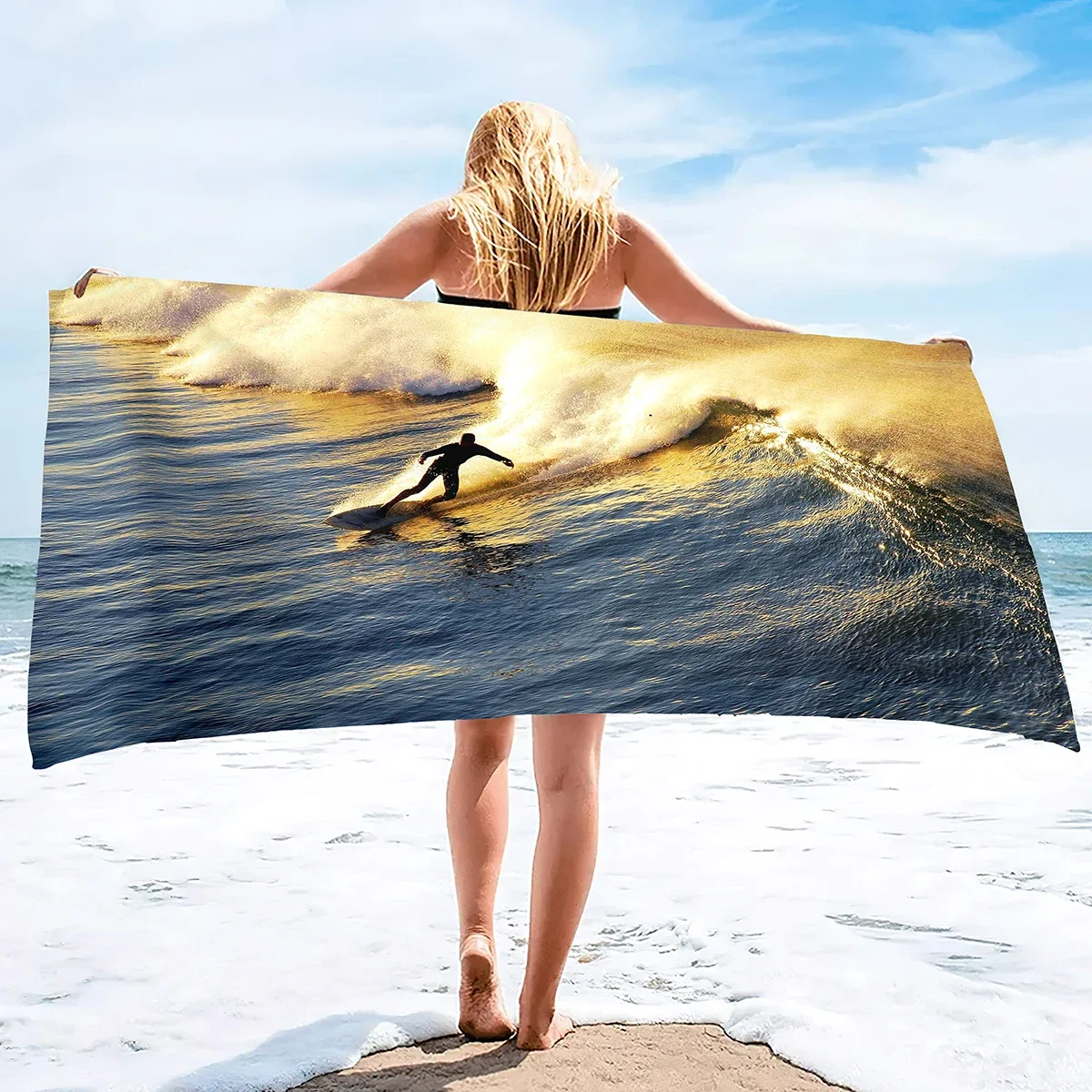 Microfiber Sandless Beach Towel Cool Summer Seaside Surfing Quick Dry Lightweight Bath Swim Towels for Traveling Bathroom Beach