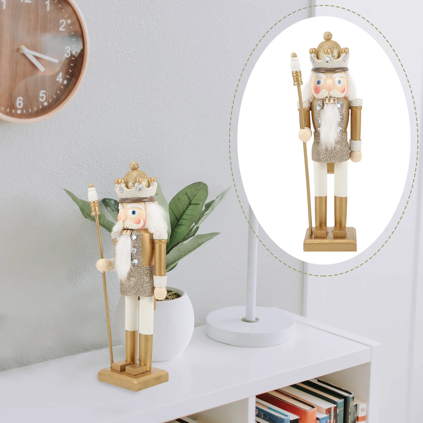 

1pc Wooden Nutcracker Decor Soldier Holiday Ornament Desktop Home Festival Christmas Decoration Wedding Party Supply Table