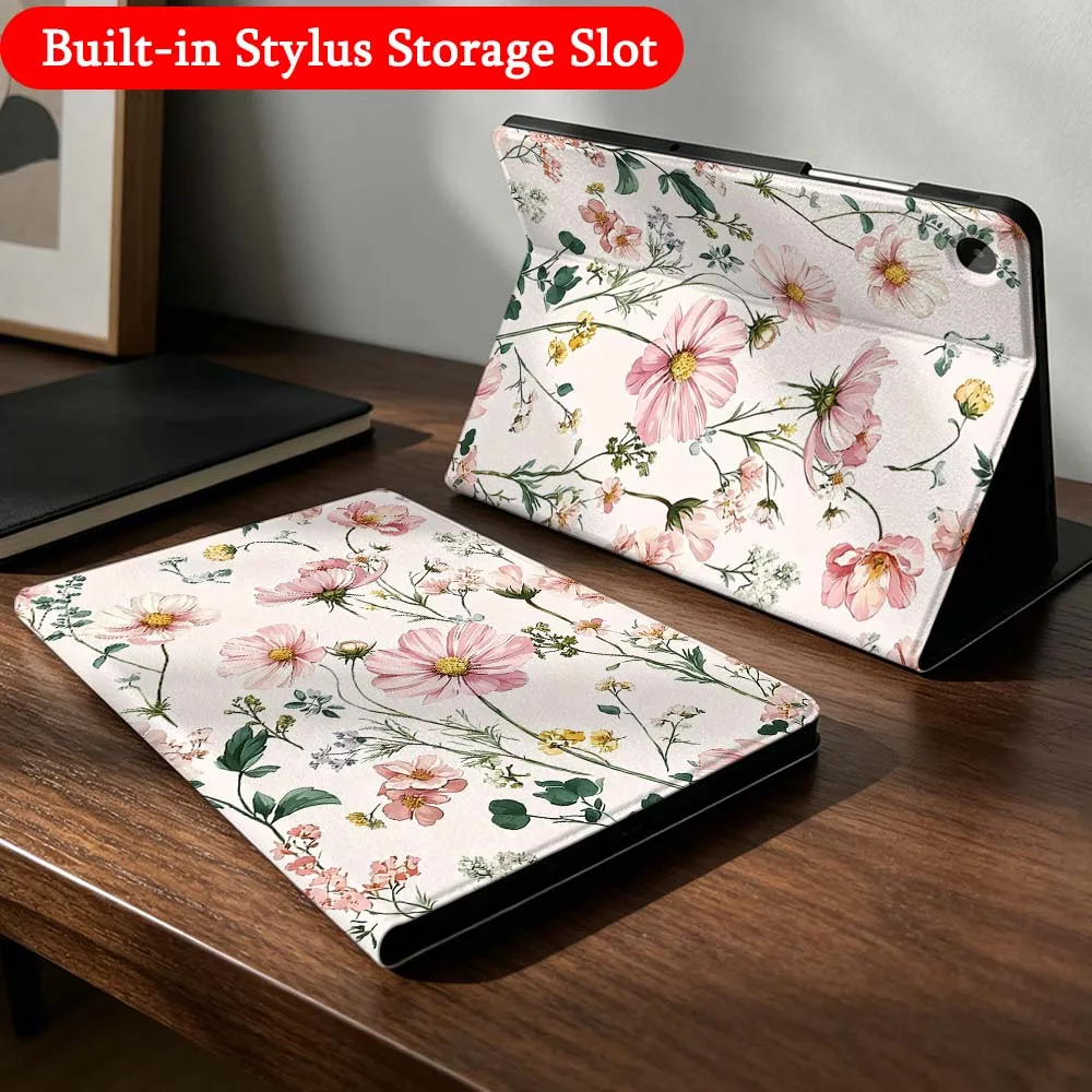 Luxury Flower Art Case For Samsung Galaxy Tab A7 A8 A9 A11 S6 S7 S8 S9 S10 S11 FE Plus Folding Automatic Sleep/Make Tablet