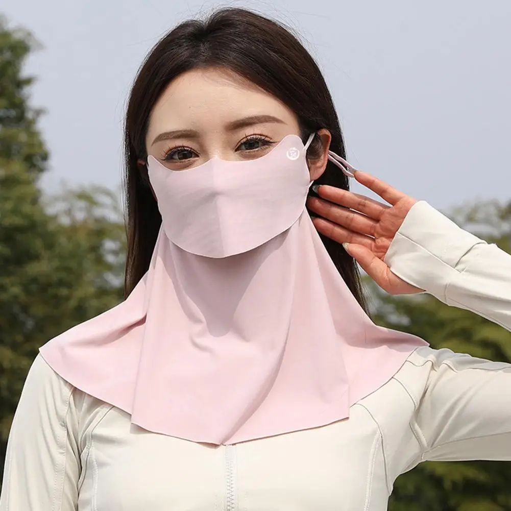 Sommer-Sonnenschutzmaske aus Eisseide für Damen, UPF50+, Anti-UV-Sturmhaube, Schal, Outdoor, Radfahren, Wandern, 360° ° Gesichts- und Halsbedeckung – Detail 12