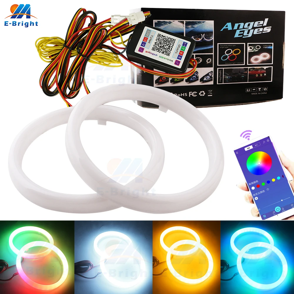 12V 24V RGB Streamer APP Control Angel Eyes Halo Ring DRL for Scooter Car UTV ATV Motorcycle Headlight Fog Decorative Light 2pcs