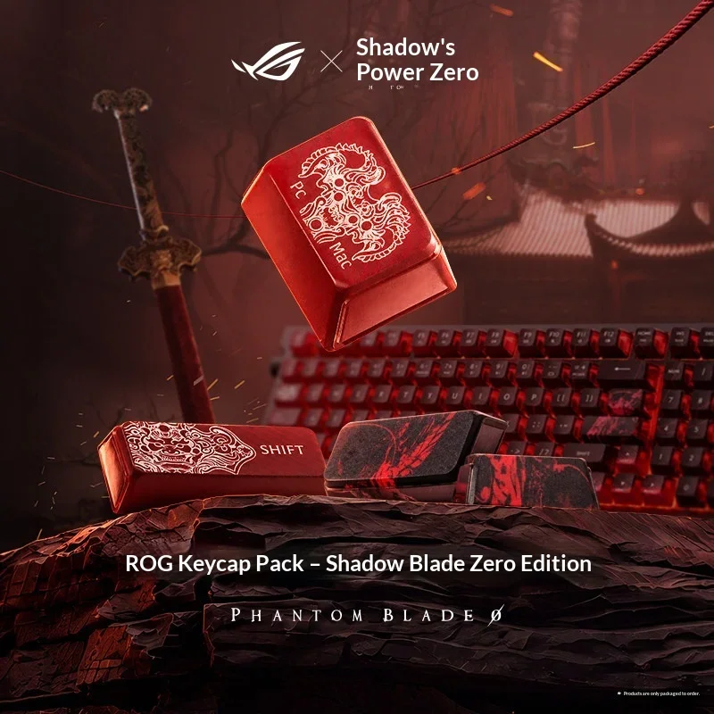 ROG Phantom Blade Zero Keycap Set 124 Keys Five-sided Dye-sub PBT Keycaps Pack with Storage Case Mechanical Keyboard Accessory