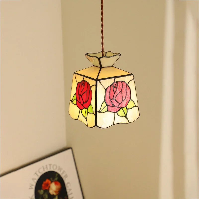 Bedroom rose chandelier print colorful aisle hallway bedside
