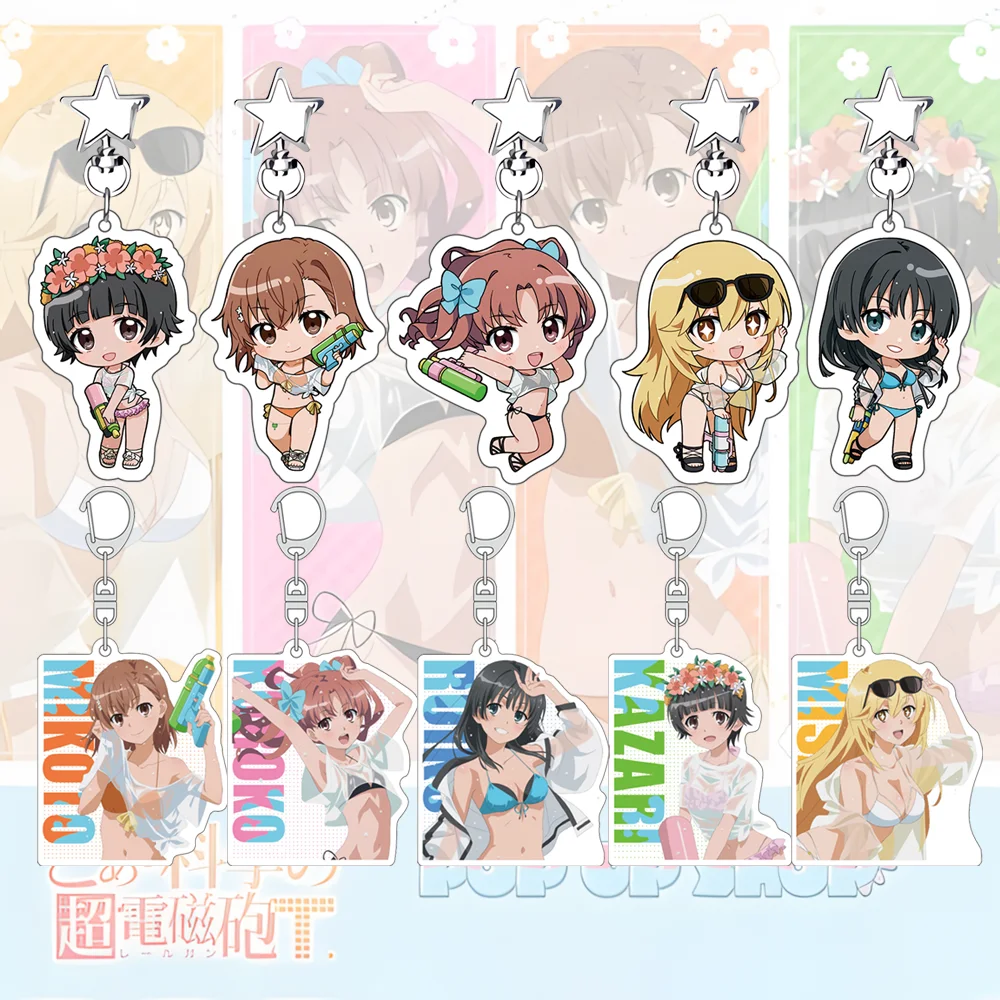 Toaru Kagaku no Railgun T Acrylic Keychain – Mikoto Misaka, Kuroko Shirai, Saten Ruiko – Anime Bag Charm, Perfect Gift