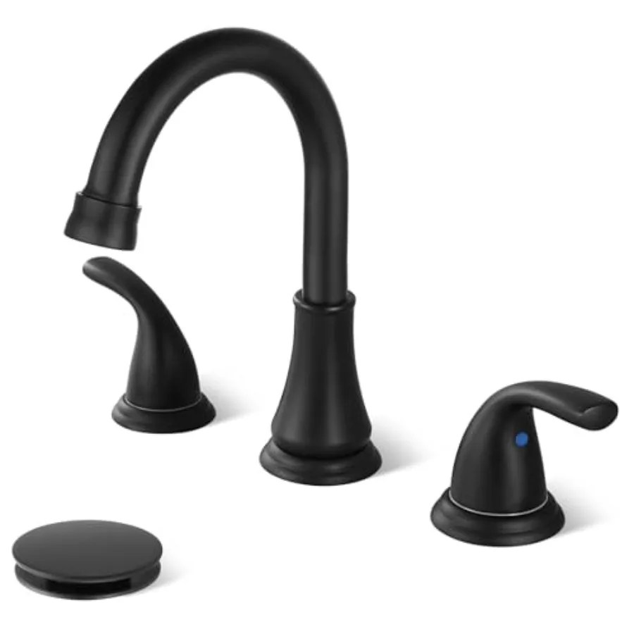 

Widespread Bathroom Sink Faucet Deck Mounted 3 Hole 8 inch Bathroom Vanity Faucet 2 Handles Basin Mixer Tap with Pop up Drain