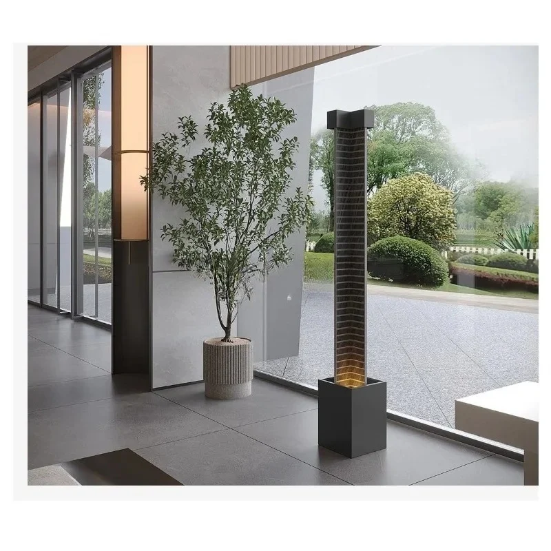 Italian Minimalist Light Luxury Flowing Water Ornament Circulating Fortune Silent Entrance  Living Room Floor Water Curtain Wall