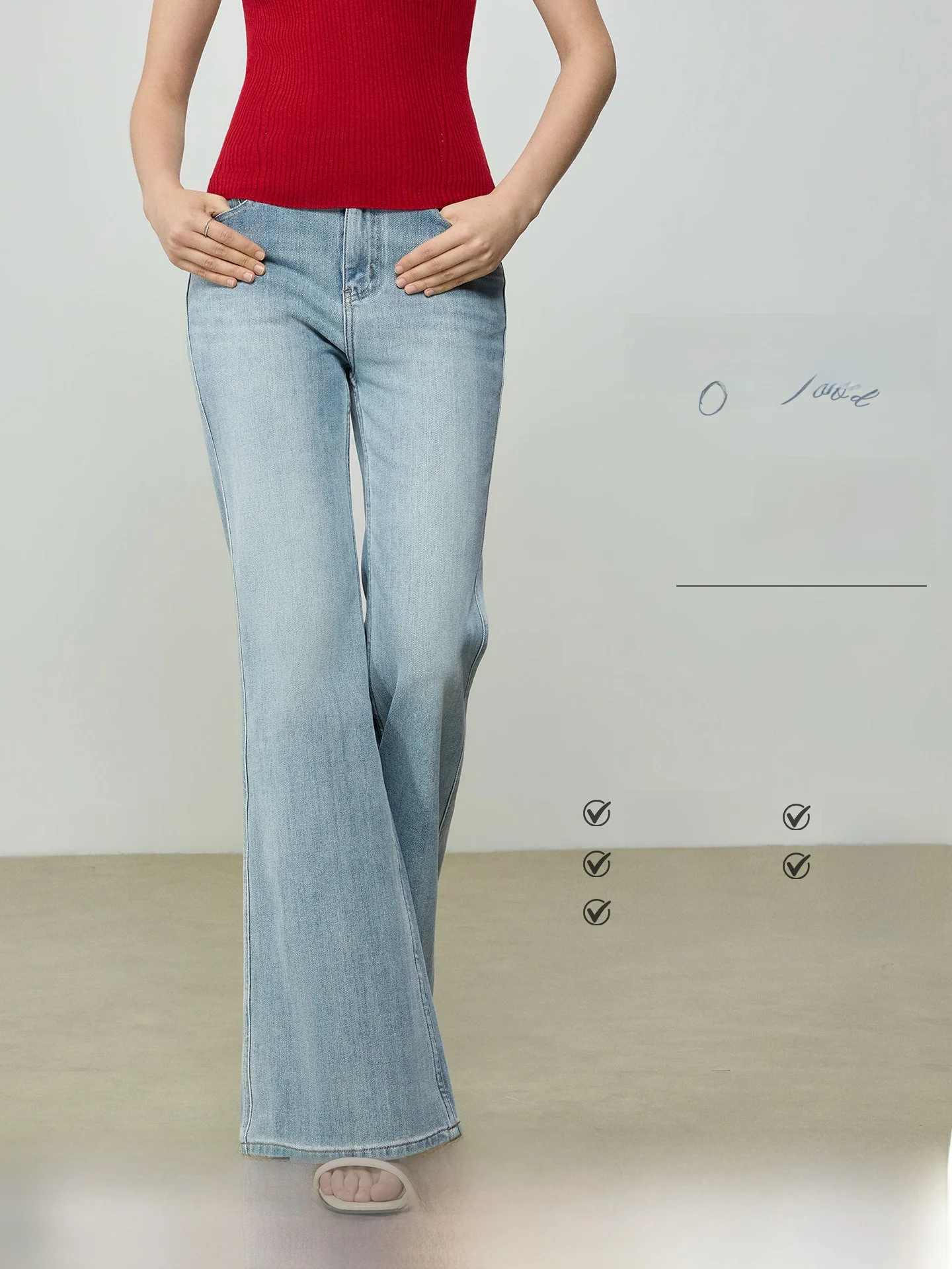 

High Waist Bell Bot Jeans Women's Blue Micro Flared Denim Pants Casual Cotton Stretch Zipper Closure Spring Autumn Wear