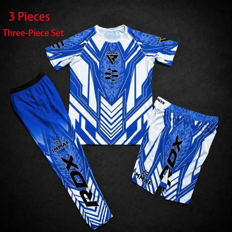 Man's Latest RDX 3-Piece Set Mma T-Shirt Shorts/Pants Training Sports Suit Boxing Fighting Quick Drying Oversized Clothing