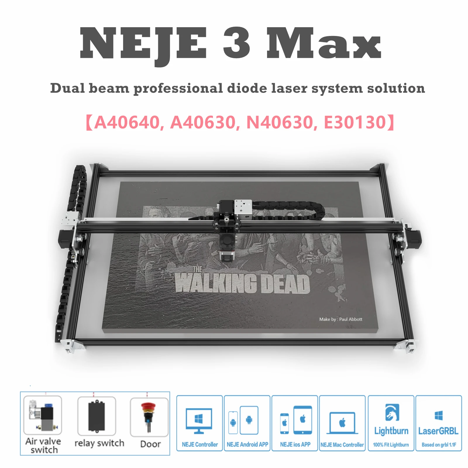 NEJE 3 Max A40640/E40 CNC 80W Laser Engraver Machine Co2 Cutter Printer Laser Welding Machine Router Wood Cleaning Machine Tools