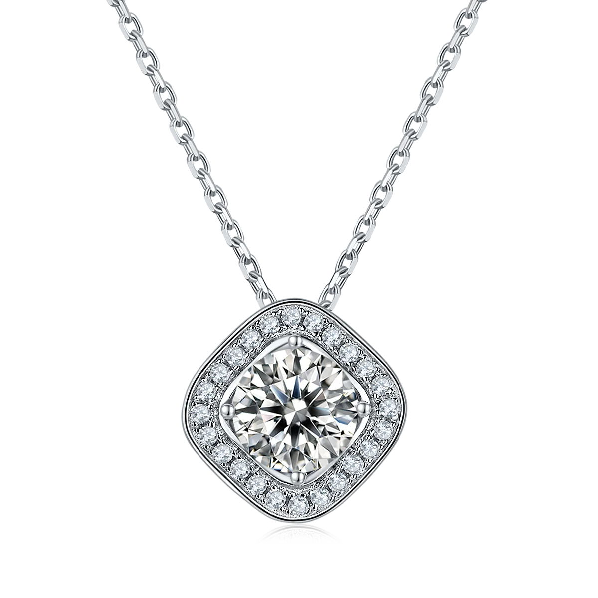 HanYu-Ensemble de bijoux en argent regardé 925 avec coussin, collier et boucles d'oreilles, forme carrée, coupe ronde, moissanite, bracelet, luxe, GRA