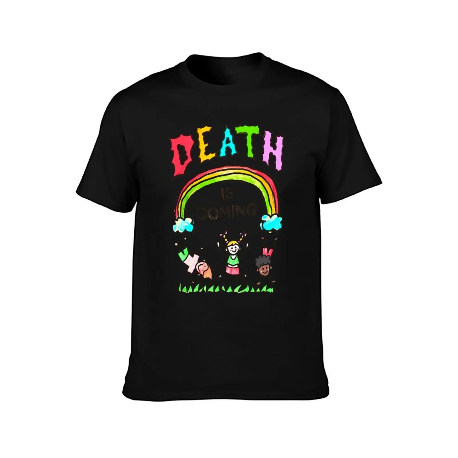 Death Is Comming T-Shirt Basic Plain Short Sleeve Crew Neck Tee T-Shirt