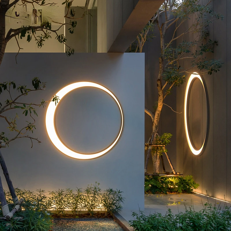 

VZVI Modern Outdoor Wall Lamps IP65 Waterproof 110V 220V 24W LED Cafe Villa Garden Cotta Round Moon Background Wall Light Wiring