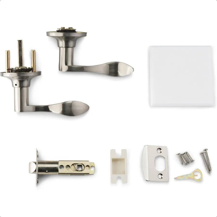 Passage Lever Door Handle [NonLocking Lever Set] for Hallway Doors or Closets with a Satin Nickel Finish Reversible for Right a