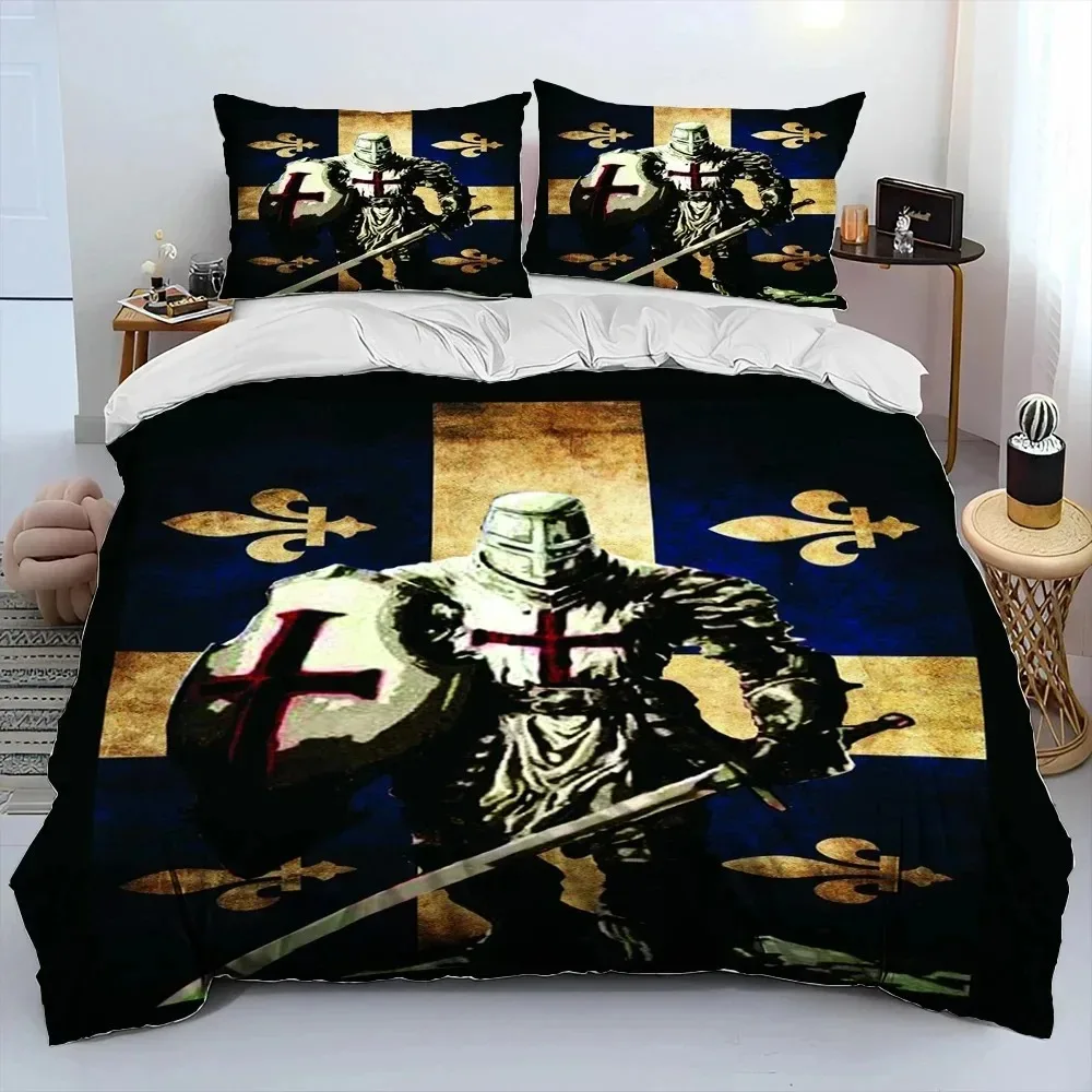 Cavalier Knight Templar Crusaders Comforter Bedding Set,Duvet Cover Bed Set Quilt Cover Pillowcase,king Queen Size Bedding Set