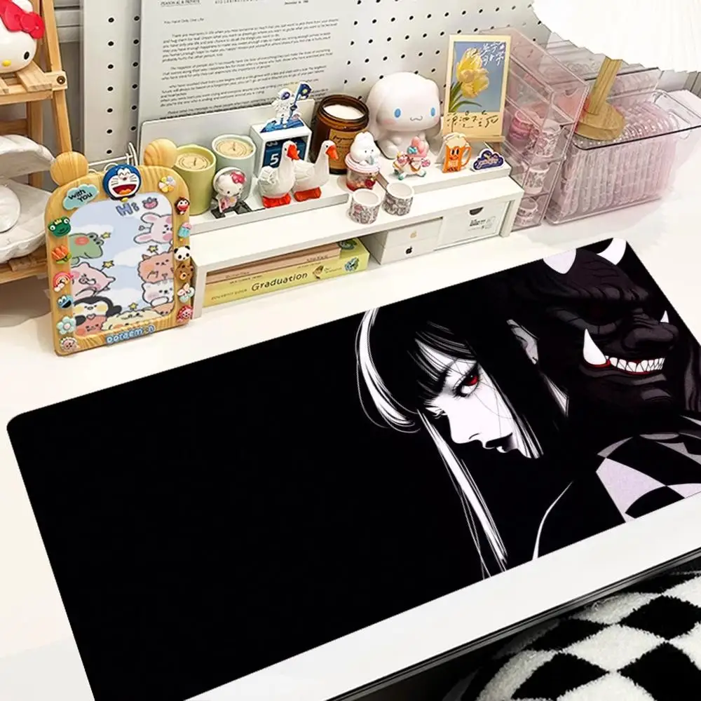 Masked Dark Haired Girl Games Mousepad Table Mat Builds Sharp Contrast Visual For Bedroom Learning Dark Theme Desktop Builds