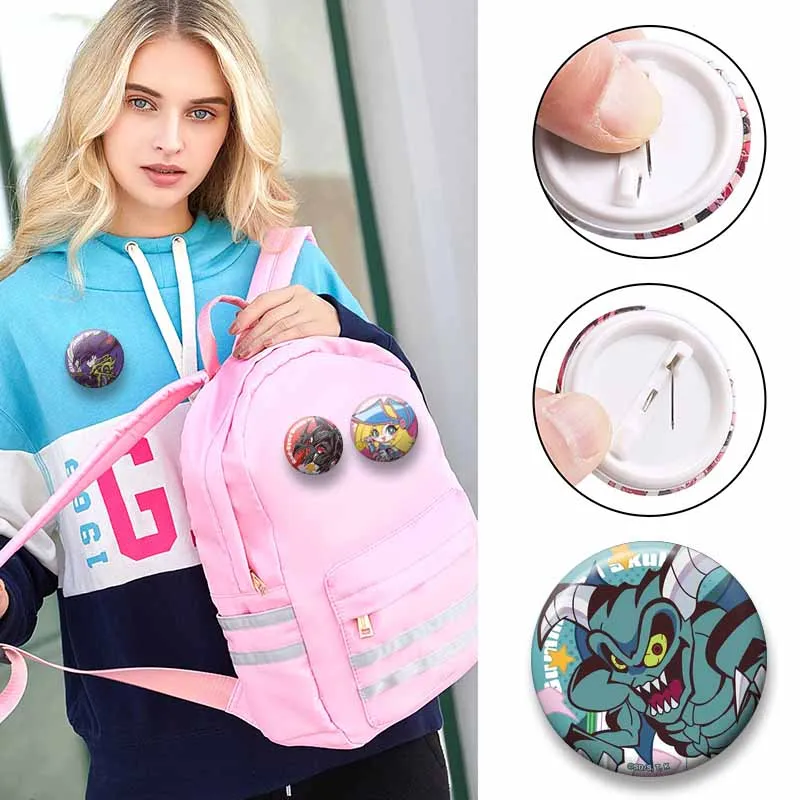 Anime Game Yu-Gi-Oh Round Brooch Blue-Eyes Dragon Enamel Pins Cartoon Figure Peripheral Badge Backpack Jewelry Accessories Gifts