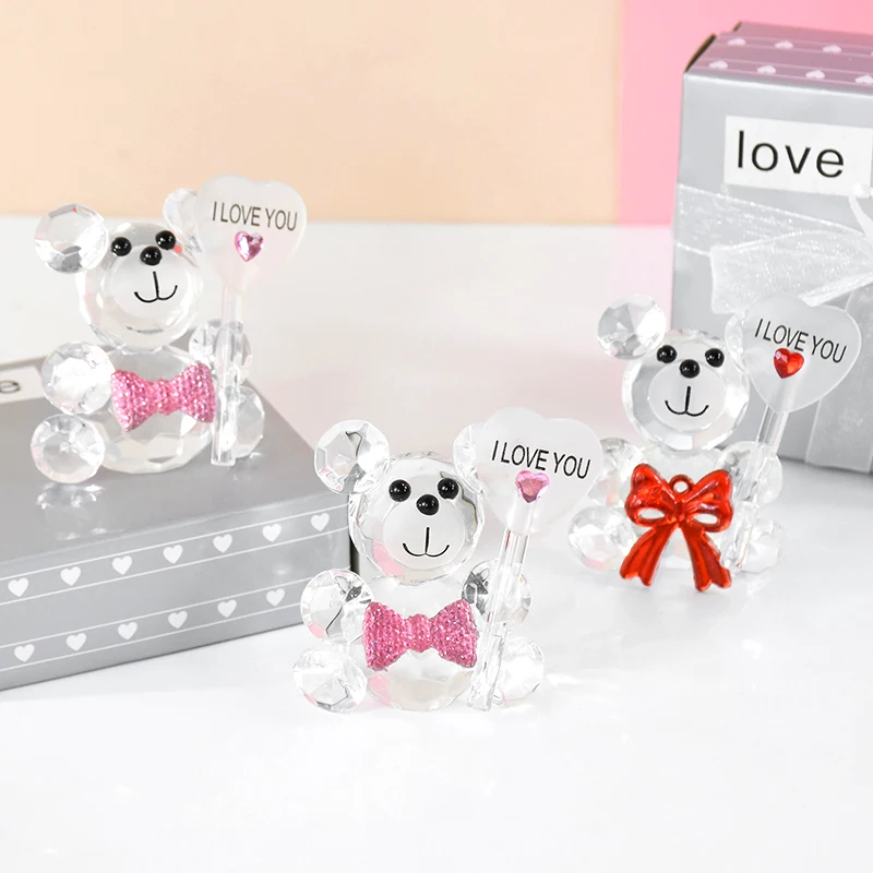 

Valentine's Day Anniversary Desktop Decoration Ornaments I Love You Sign Creative Crystal Bear Wedding Party Gift For Guests