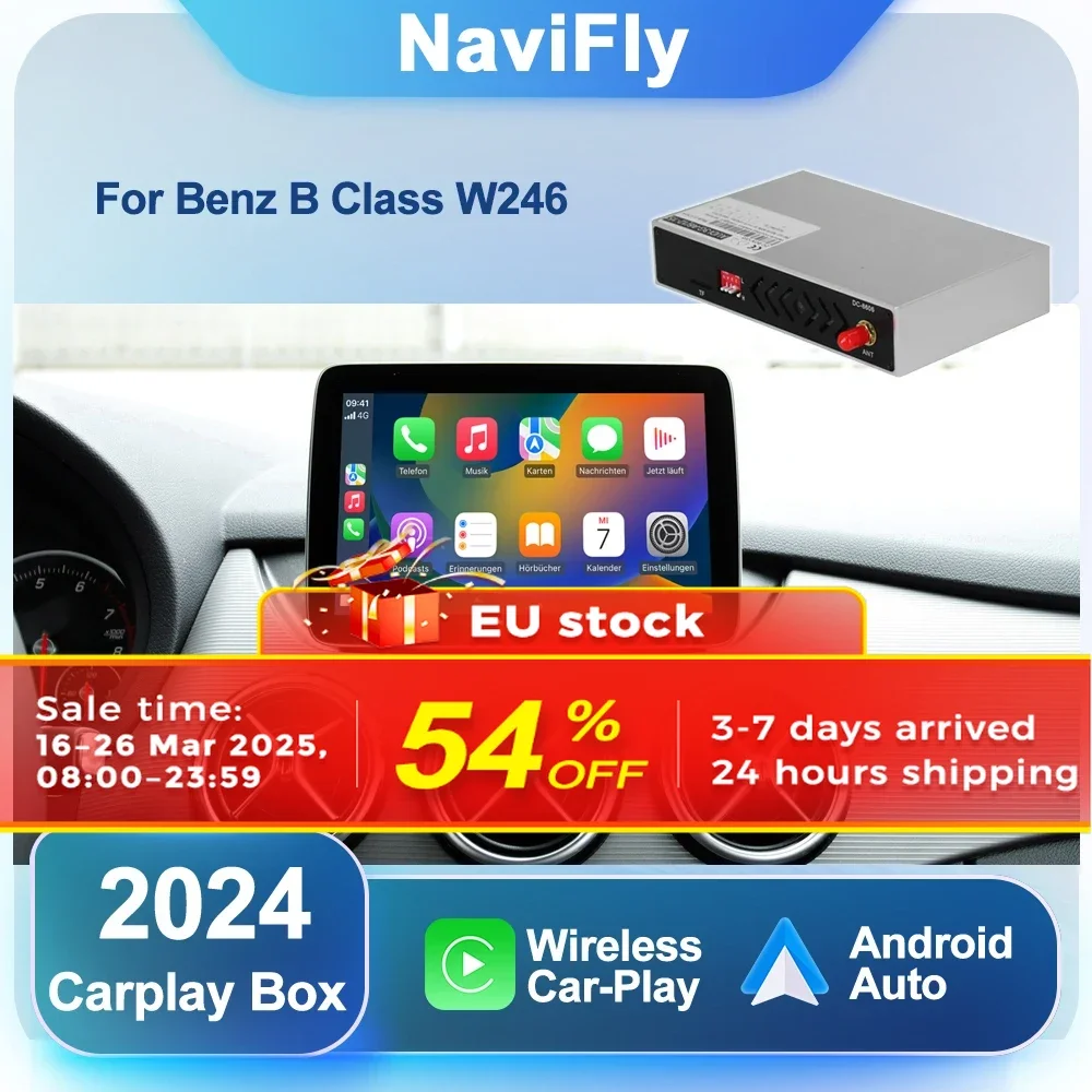 NaviFly Wireless CarPlay Android Auto Original Car Screen Upgrade Box For Mercedes Benz B Class W245 W246, NTG4.5, 5.0