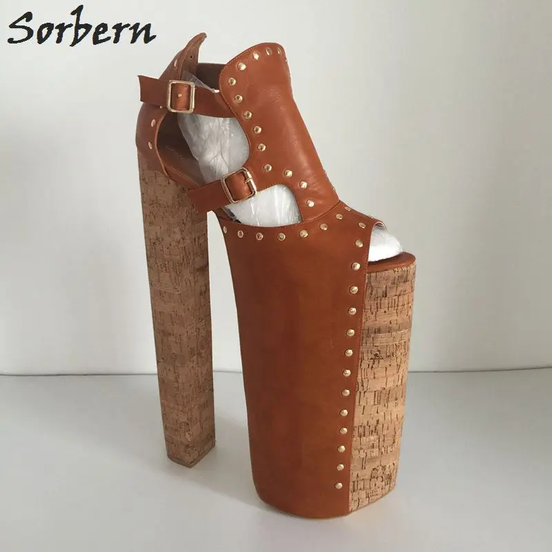 Sorbern Extrem High Heel Customized Thick Platforms Women Pump Shoes Sexy Fetish Shoes Show Runway Pumps Plus Size EU34-46