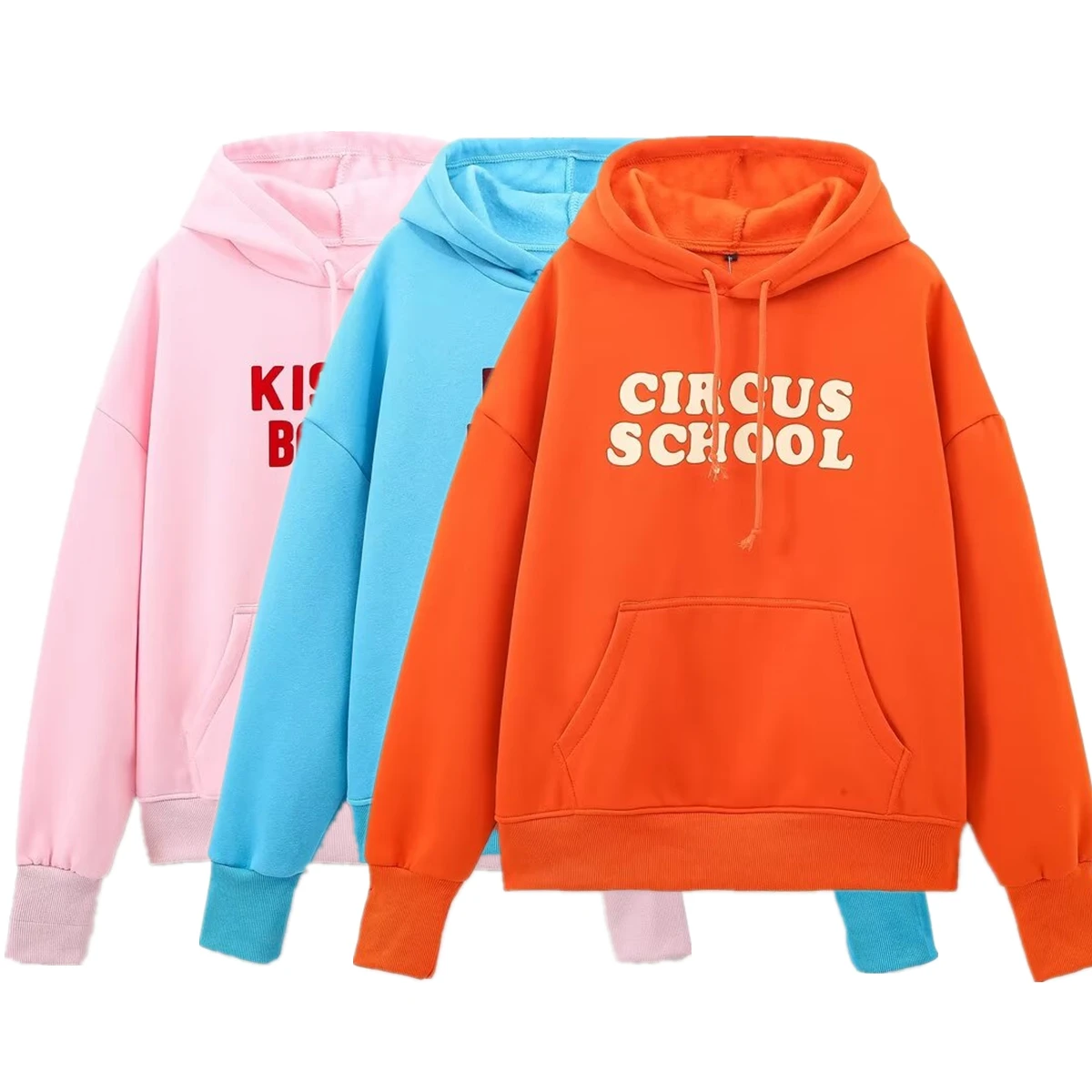 

Jenny&Dave Autumn And WInter American Retro Old School Letter Printed Hooded Sweatshirt Women Tops Pullovers Girls