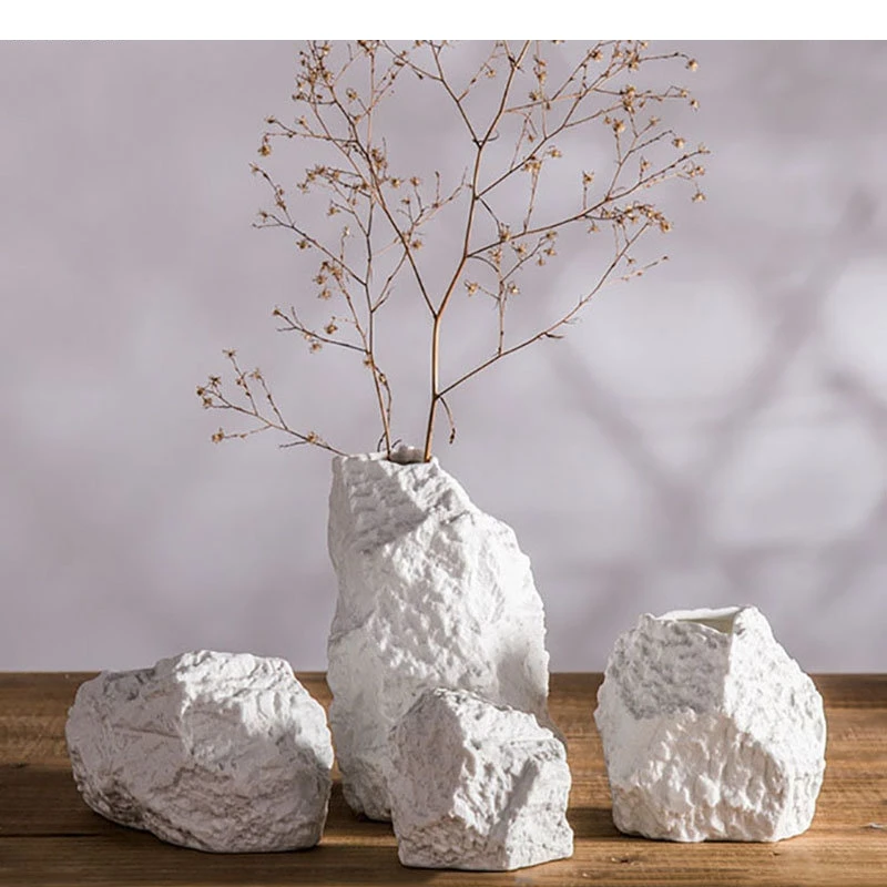 stone-like ceramic vase living room desk decoration flowerpot flower arrangement ornament home accessories