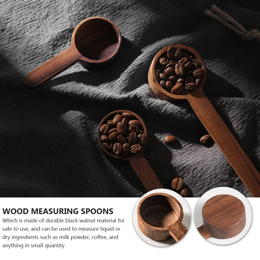 

1pc Coffee Scoop Spoon Wood Kitchen Tool Espresso Tablespoon Brown Natural Black Walnut Smooth Easy Grip Home Use