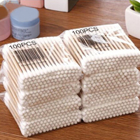 500pcs Double Head Wood Cotton Swab Nose Ears Cleaning Women Makeup Tools Lipstik Cotton Buds Tip Sticks Health Care