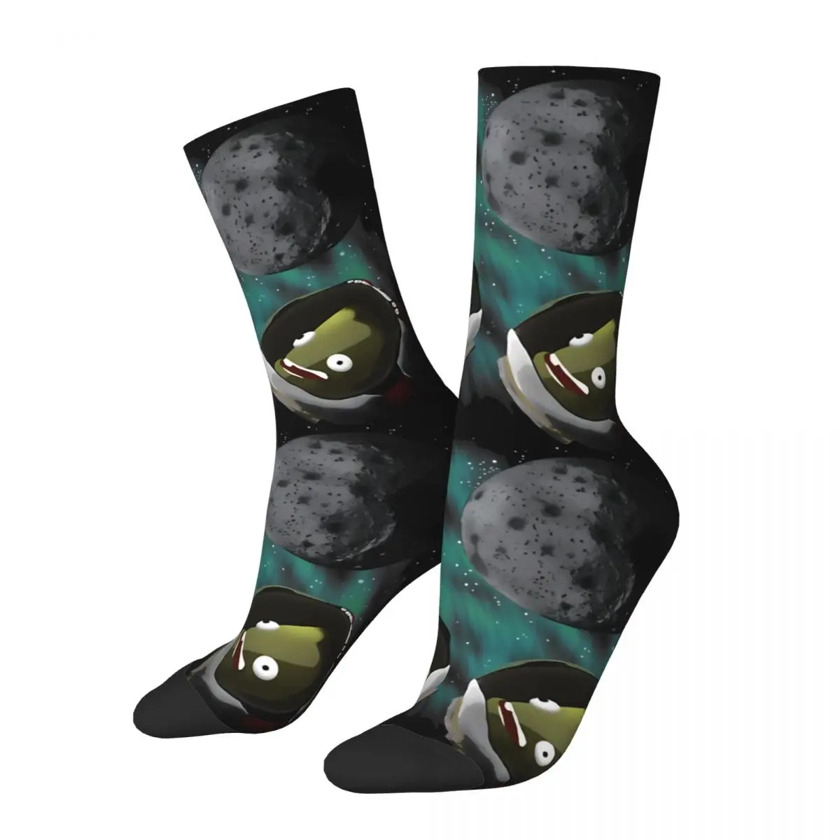 

Happy Funny Men's compression Socks Under The Mun Retro Harajuku Kerbal Space Program Hip Hop Novelty Pattern Crew Crazy Sock