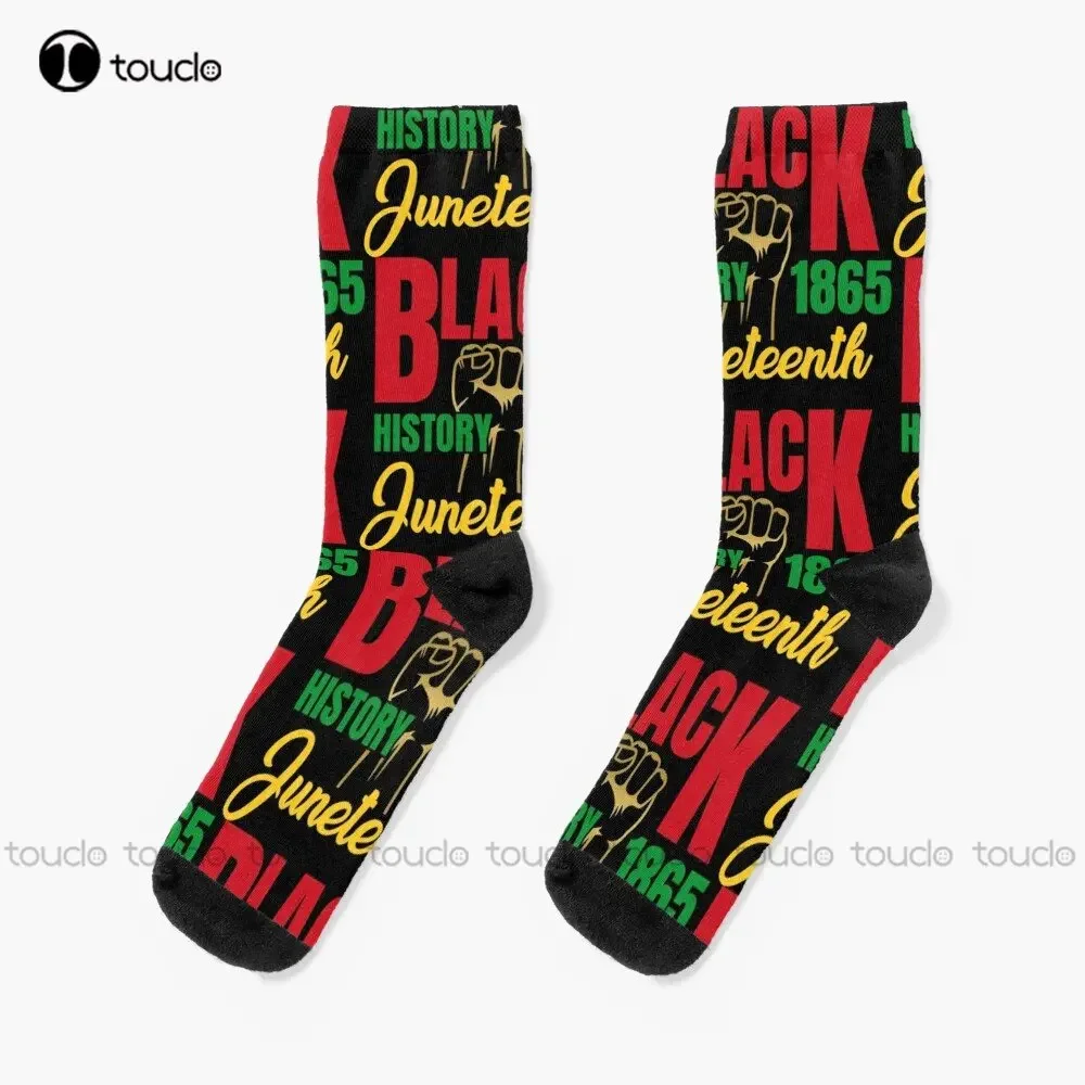 Black History 1865 Juneteenth Freedom Emancipation Day Black Lives Matter Socks Orange Socks 360° Digital Printing Custom Gift