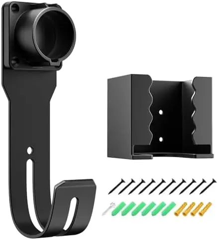 

Комплект для настенного крепления зарядного устройства для электромобилей (EV) с разъемом J1772 – Органайзер для кабелей (для использования внутри/на улице) и J-образный крюк