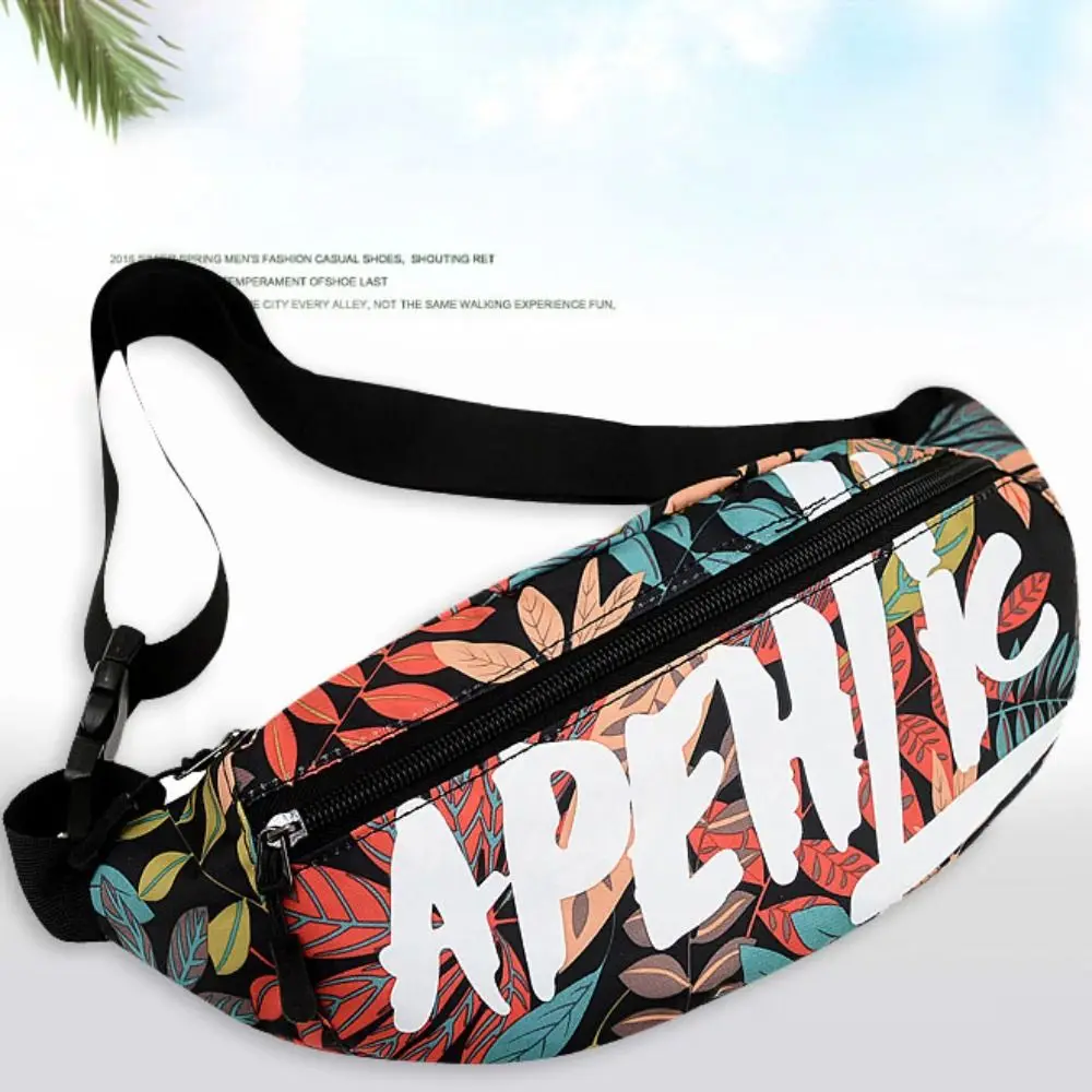 Multi-pocket Printed Waist Bag Adjustable Shoulder Strap Large Capacity Multifunctional Waist Pack Oxford Cloth Buckle