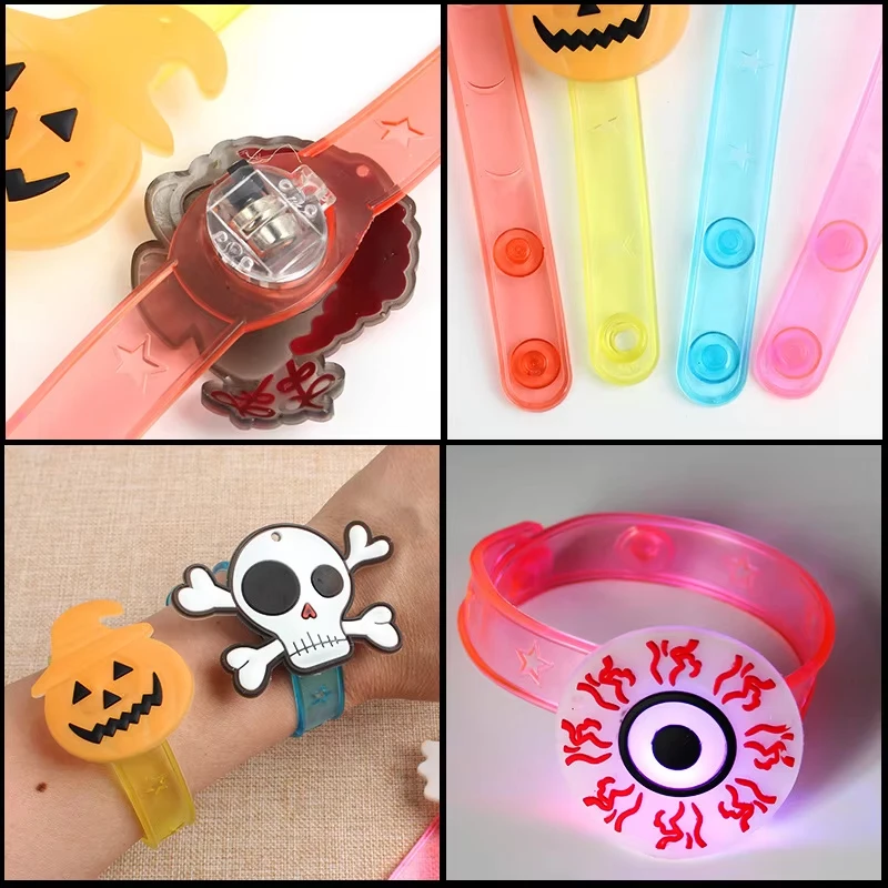 Halloween Kids Luminous Wrist Strap Glow in The Dark Fun Toys Soft and Adjustable Bracelet Party Decoration Halloween Kids Gift