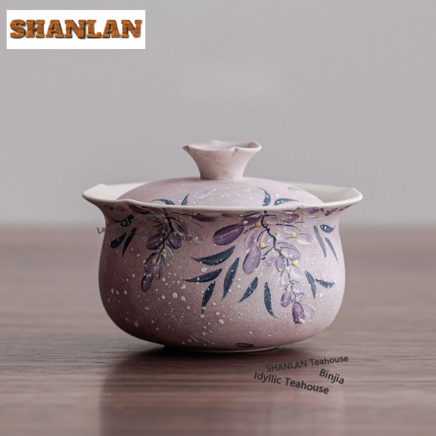 

110ml Hand-painted Pink Wisteria Gaiwan Boutique Tea Tureen Tea Bowl With Lid Kit Tea Brewing Cover Bowl Chinese Teaset Ornament