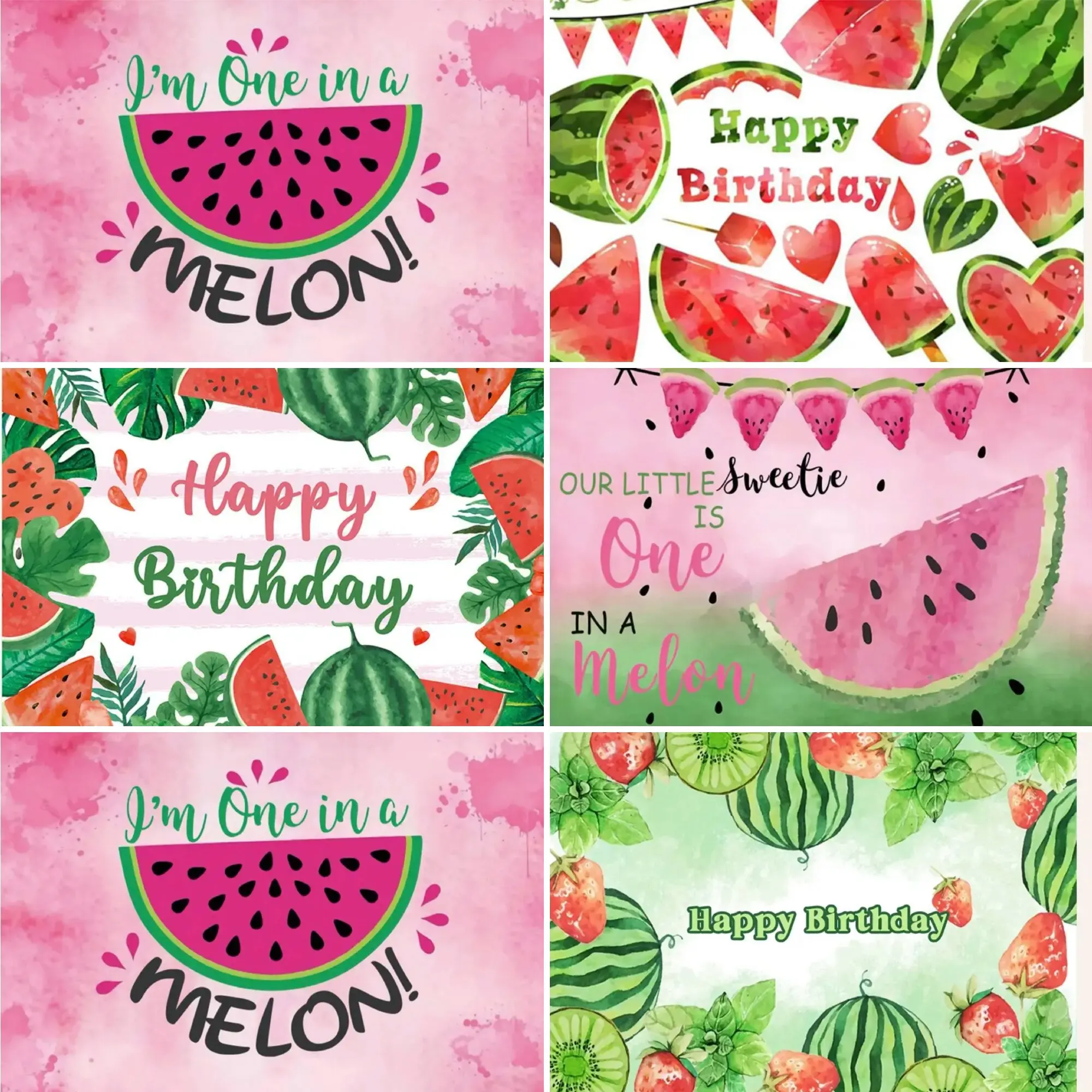 

UmiHot Summer Watermelon Fruit Theme Photography Background Baby 1st Birthday Party Girl Decor Background Baby Bath Banner Decor