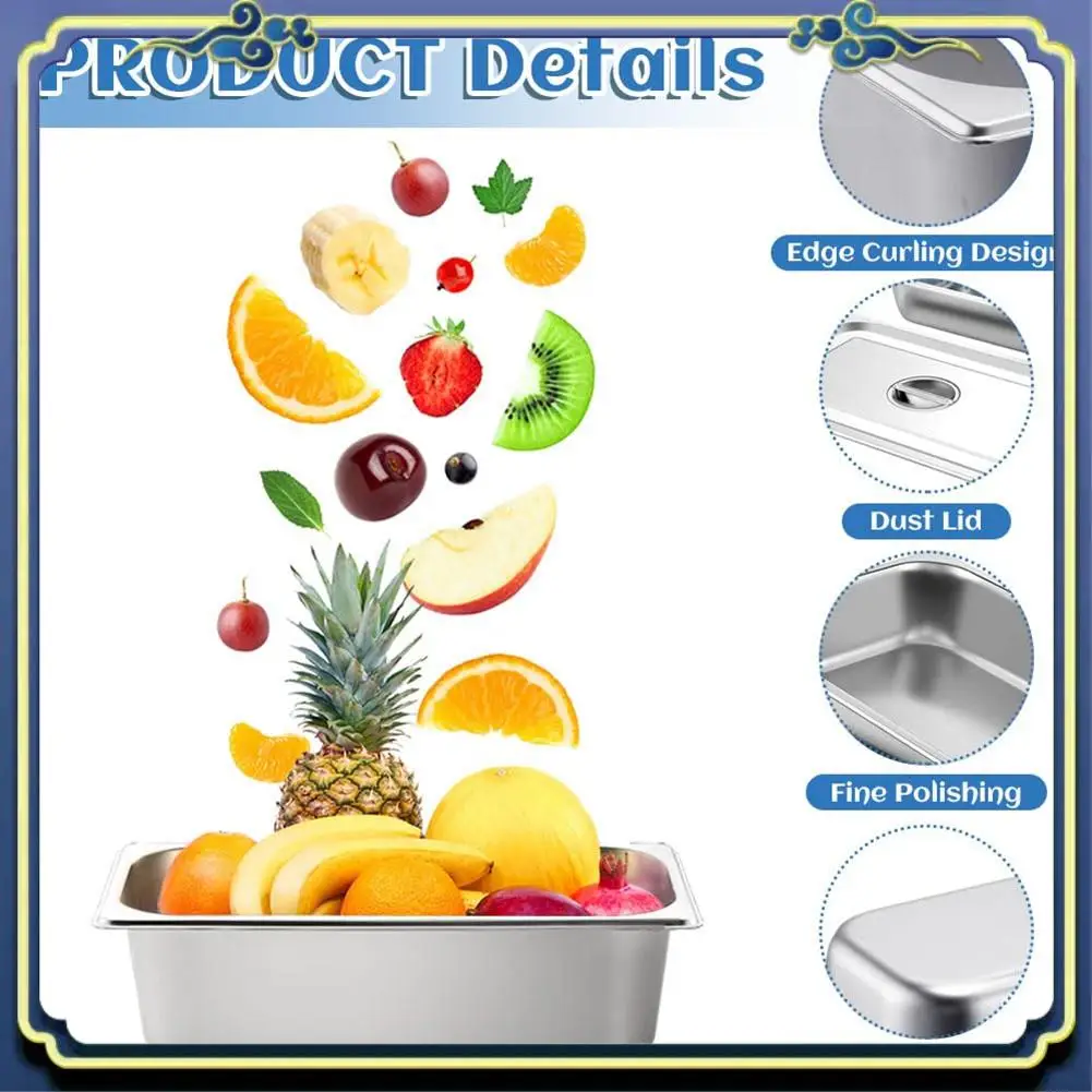 A56P-2 Pack Steam Table Pan With Lids, 1/3 Size 4 Inch Deep Stainless Steel Hotel Pans, Anti Jam Restaurant Pans For Kitchen