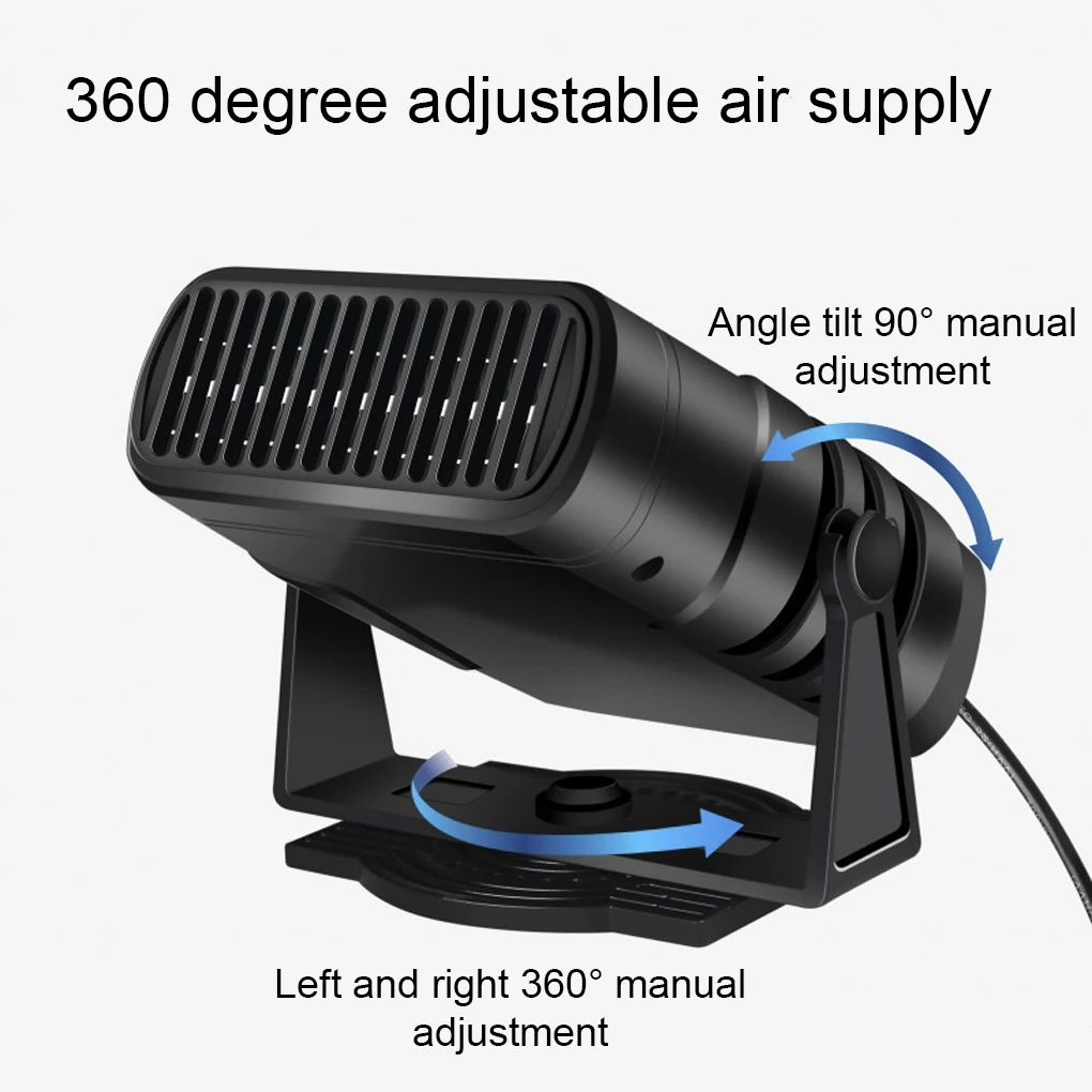 Electric Car Heater Air Cooler Fan 12V/24V Portable Demister Defroster Heating Fan 360 Degree Rotation Auto Heater