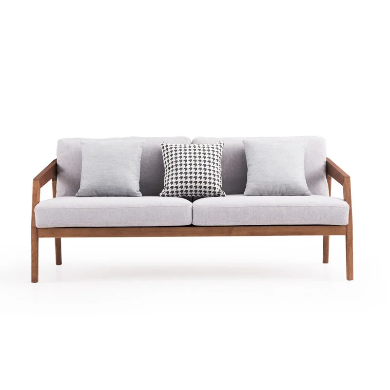 

Simple modern living room combination, fabric log-colored furniture