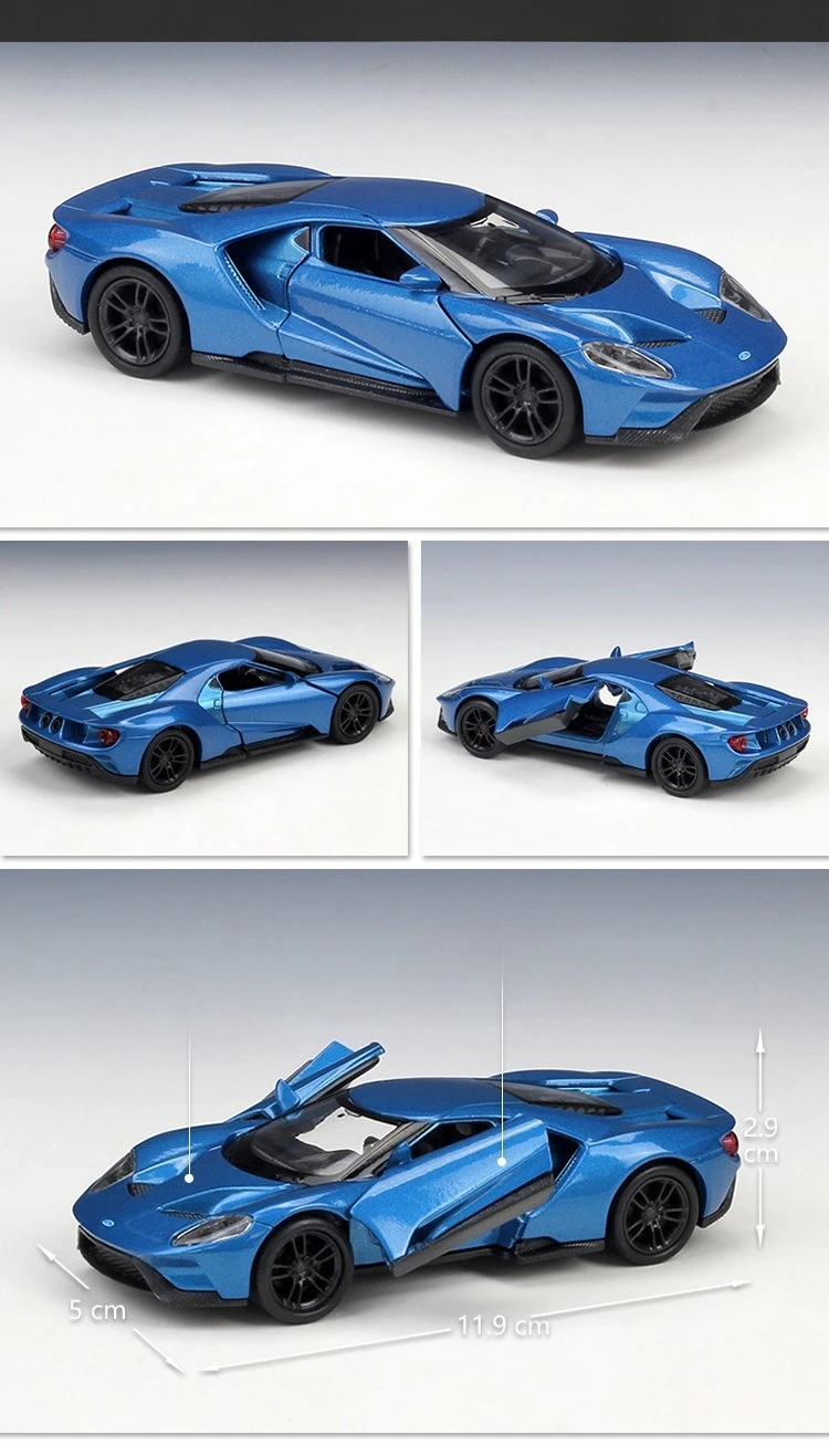 WELLY 1:36 2015 Ford Mustang GT 2017 Ford GT Modello di auto in lega Tirare indietro le auto I bambini raccolgono regali H25L26