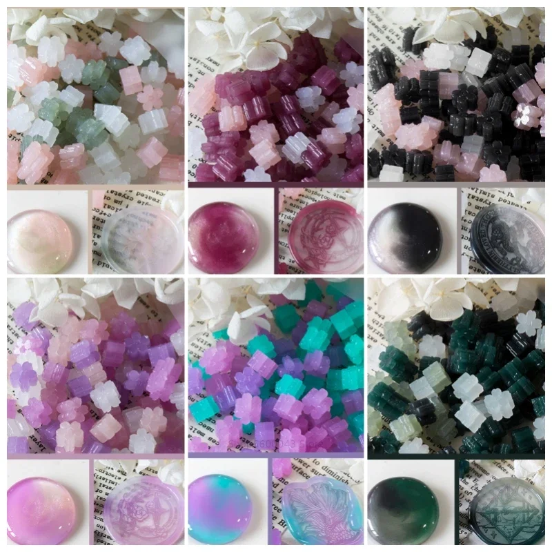 60pcs Sakura Wax Seal Beads Translucent Jade Pearlescent Mixed Color DIY Envelope Wedding Invitation Ancient Stamp Making Tools