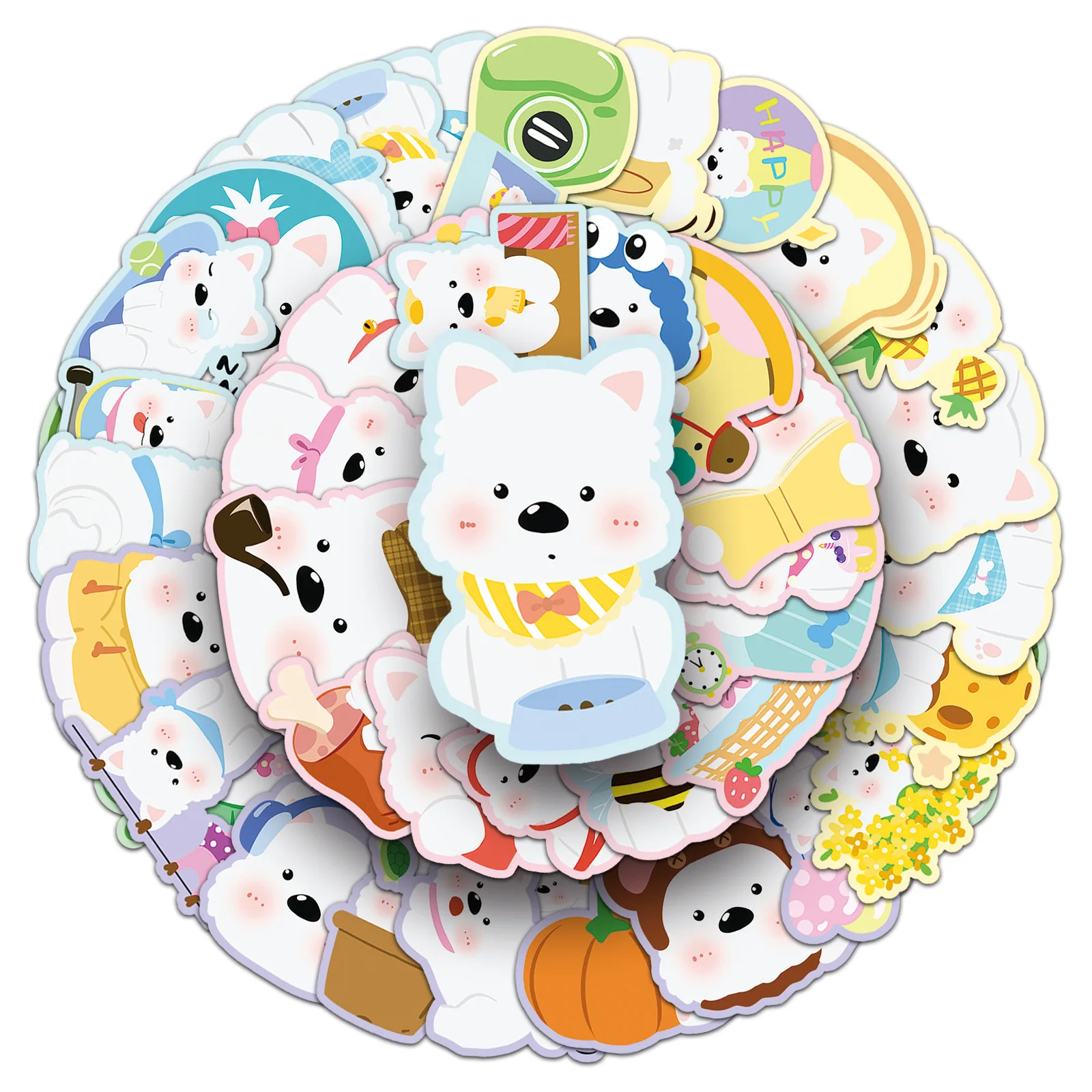 50 STKS West Highland White Terrier Cartoon Hond Leuk Huisdier Decoratieve Water Cup Gitaar iPad Telefoon Case Waterdichte Stickers Kinderen Speelgoed