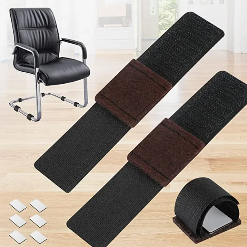 

6/8PC Office Chair Leg Felt Pads Covers Non-Slip Hook Loop Fasteners Table Feet Wrap Protectors Floor Glides for Furniture Parts