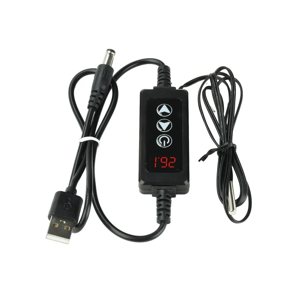 W-3301A Line Controlled Digital Thermostat Timer Switch DC 5-24V Heating Cooling Mode -20~120℃ NTC Probe 999 Min Timer Lock
