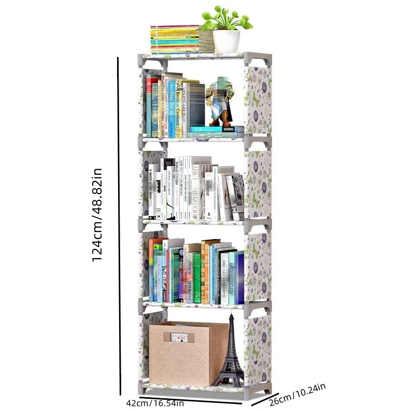 Simple Modern Student Bookshelf Storage Rack Floor Desk Bookcase Combination Cabinet Newspaper Rack