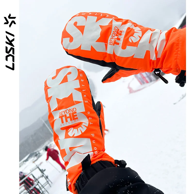 

LDSKI Ski Gloves Snowboard Accessories Winter Warm Women Men Screen Touch Thermal Insulated Five Finger Inside Anti-drop Brife