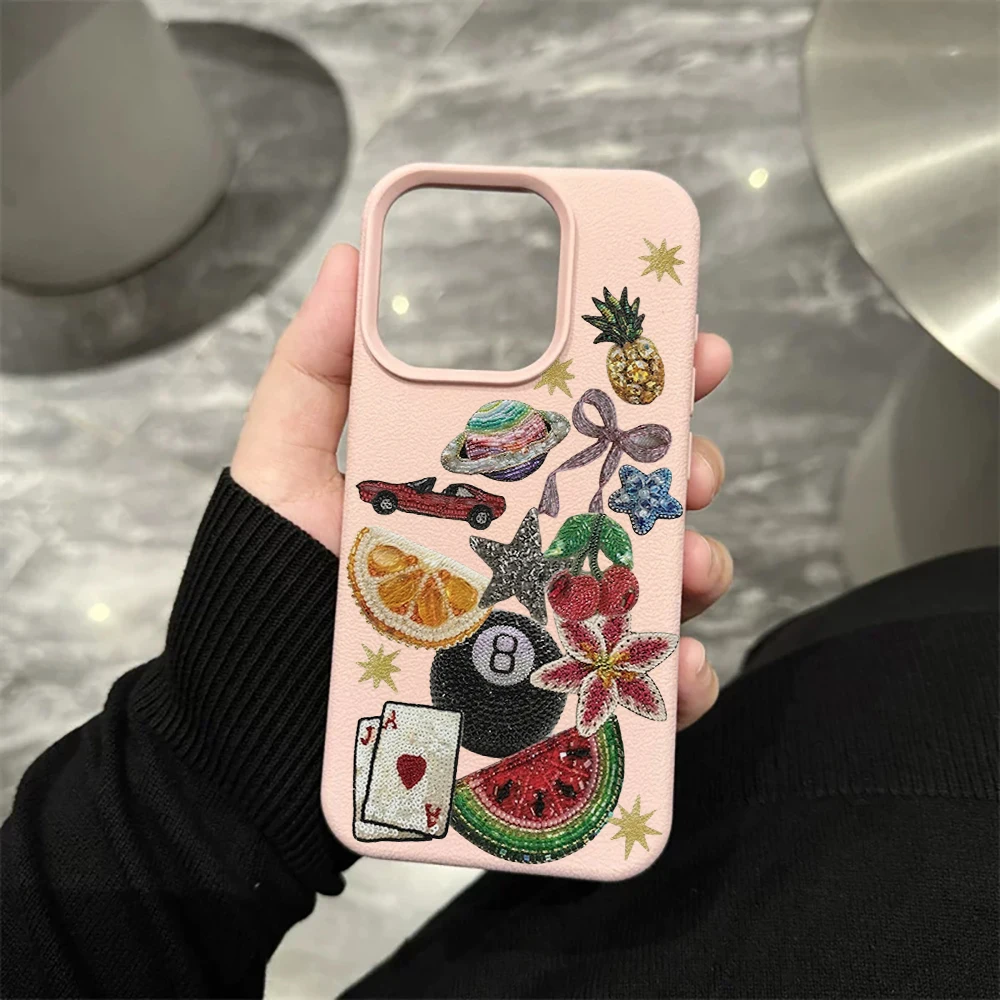 Stickerei-Elemente Handyhülle für iPhone 17 16 15 14 13 12 11 Pro Max 16 15 14 Plus 17 16 15 14 Pro 17Air Silikon Matte Hülle – Detail 7